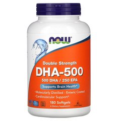 Рыбий жир, двойная сила, DHA-500, Now Foods, 180 капсул - фото