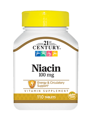 Вітамін В3, Niacin, 21st Century, 100 мг, 110 таблеток - фото