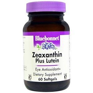 Здоров'я очей (зеаксантин і лютеїн), Zeaxanthin Plus Lutein, Bluebonnet Nutrition, 60 капсул - фото