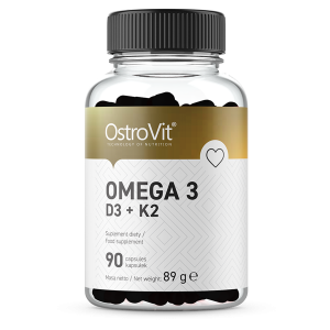 Омега-3, Д3 + К2, Omega 3 D3 + K2, Ostrovit, 90 капсул - фото