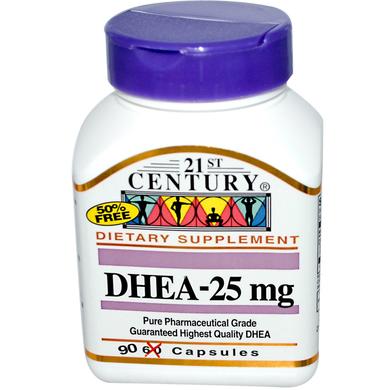 DHEA (дегідроепіандростерон), DHEA-25 mg, 21st Century , 90 капсул - фото