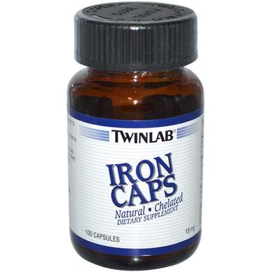 Железо, Iron, Twinlab, 18 мг, 100 капсул - фото