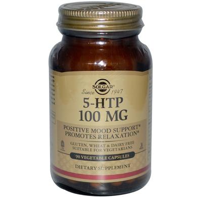5-НТР, 5-гидрокси L-триптофан, Solgar, 100 мг, 90 капсул - фото