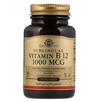 Вітамін В12 (ціанокобаламін), Vitamin B12, Solgar, сублінгвальний, 1000 мкг, 250 таблеток - фото