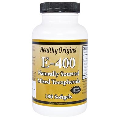 Вітамін Е, Vitamin E, Healthy Origins, 400 МО, 180 капсул - фото