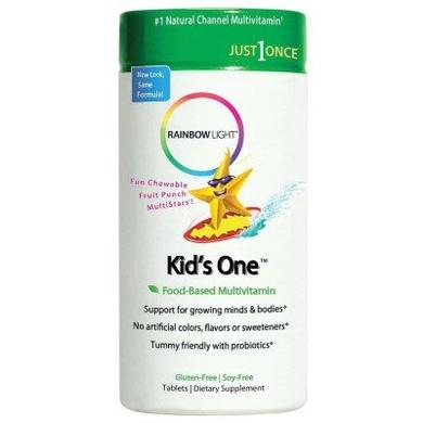 Витамины для детей, Kid's Multivitamin, Rainbow Light, фруктовый вкус, 30 жевательных таблеток - фото