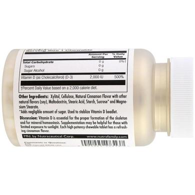 Вітамін Д3, зі смаком кориці, Vitamin D-3, Kal, 2000 МО, 100 жувальних таблеток - фото