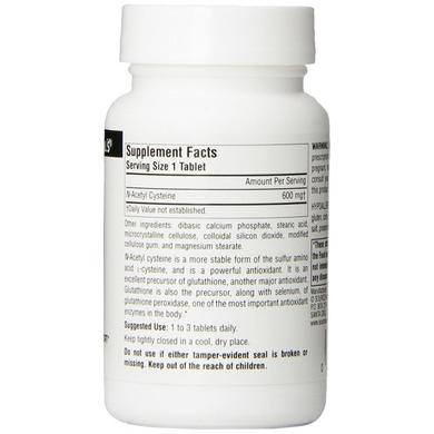 NAC (N-Ацетил-L-Цистеїн) 600 мг, Source Naturals, 60 таблеток - фото