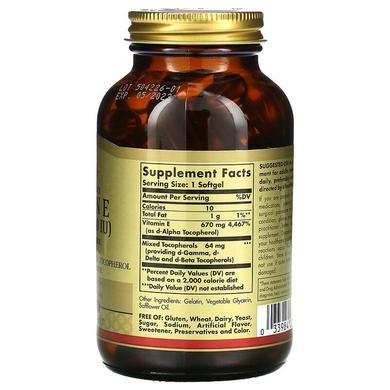 Витамин Е, Natural Vitamin E, Solgar, 1000 МЕ, 100 капсул - фото