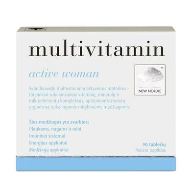 Мультивітаміни актив для жінок, Multivitamin active women, New Nordic, 90 таблеток - фото