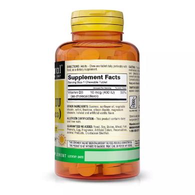Витамин D 400 ME, вкус ванили, Vitamin D, Mason Natural, 100 жевательных таблеток - фото