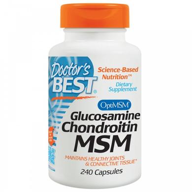 Глюкозамін, хондроїтин, МСМ, Glucosamine Chondroitin MSM, Doctor's Best, 240 капсул - фото