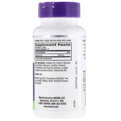 Коэнзим Co-Q10 (убихинол), Natrol, 200 мг, 45 капсул - фото