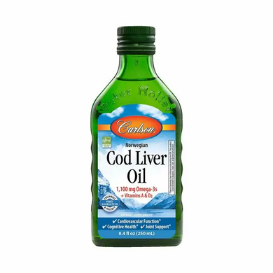 Масло печінки тріски, Norwegian Cod Liver Oil Omega-3 EPA & DHA, Carlson Labs, фруктовий смак, 250 мл - фото