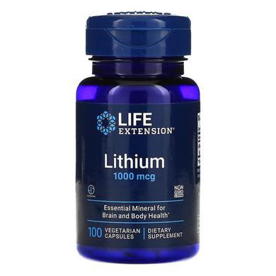 Літій, Lithium, Life Extension 1000 мкг, 100 рослинних капсул - фото