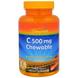 Витамин С, Vitamin C Chewable, Thompson, жевательный, апельсин, 500 мг, 60 таблеток, фото – 1