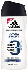 Гель для душу, Hydra Sport, 3 in 1 Body, Hair and Face, Аdidas, 250 мл - фото