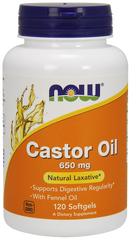 Касторовое масло, Castor Oil, Now Foods, 650 мг, 120 капсул - фото