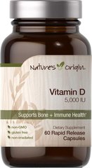 Витамин Д, Vitamin D Nature's Origin, Puritan's Pride, 5000 МЕ, 60 капсул - фото