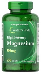 Магній, Magnesium, Puritan's Pride, 500 мг, 250 таблеток - фото