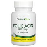 Фолиевая кислота, Folic Acid, Nature's Plus, 800 мкг, 90 таблеток, фото