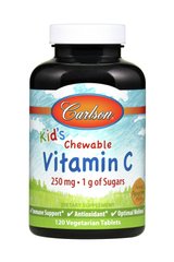Витамин С жевательный, Kid's Chewable Vitamin C, Carlson Labs, 250 мг, 120 таблеток - фото