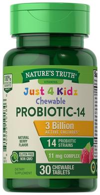 Пробиотик Just 4 Kidz, Chewable Probiotic, Nature's Truth, 3 млрд, 30 жевательных таблеток - фото