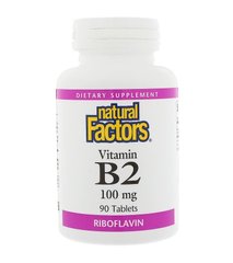 Витамин В2, Рибофлавин, Natural Factors, 100 мг, 90 таблеток - фото