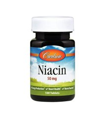 Ниацин (Витамин В3), Niacin, Carlson Labs, 50 мг, 100 таблеток - фото