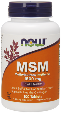 МСМ, Метилсульфонилметан, MSM, Now Foods, 1500 мг, 100 таблеток - фото
