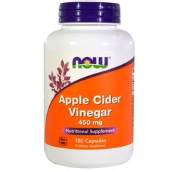 Яблочный уксус сидровый, Apple Cider Vinegar, Now Foods, 450 мг, 180 капсул - фото