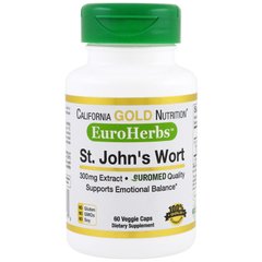 Зверобой, St. John's Wort, California Gold Nutrition, EuroHerbs, 300 мг, 60 капсул - фото