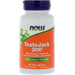 Репродуктивное здоровье мужчин, тонгкат али, TestoJack, Now Foods, 300 мг, 60 капсул - фото