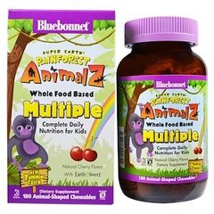 Мультивітаміни для дітей, вишня (Whole Food), Bluebonnet Nutrition, Rainforest Animalz, 180 жувальних конфет - фото