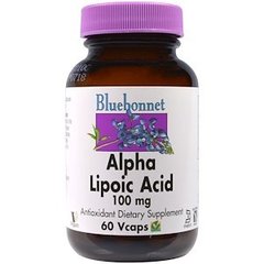 Альфа-липоевая кислота, Alpha Lipoic Acid, Bluebonnet Nutrition, 100 мг, 60 капсул - фото