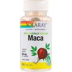 Мака, Maca, Solaray, органик, 500 мг, 100 капсул - фото