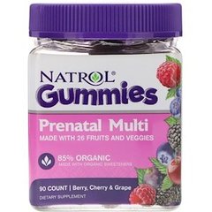 Вітаміни для вагітних, Prenatal Multi, Natrol, вишня і виноград, 90 жувальних конфет - фото