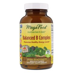 Витамин В (комплекс), Balanced B Complex, MegaFood, сбалансированный, 90 таблеток - фото