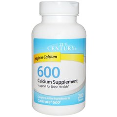 Кальций для костей, Calcium, 21st Century, 200 таблеток - фото