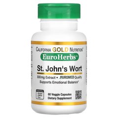 Зверобой, St. John's Wort, California Gold Nutrition, EuroHerbs, 300 мг, 60 капсул - фото