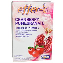 Поддержка иммунитета, Effer-C, Now Foods, вкус клюква-гранат, 30 пакетиков (5.82 г) - фото