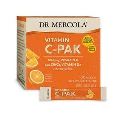 Витамин С + цинк + Д3, Vitamin C-PAK, Dr. Mercola, вкус апельсина, 60 стиков - фото