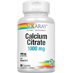 Цитрат кальция с витамином D-3, Calcium Citrate, Solaray, 1000 мг, 90 капсул - фото