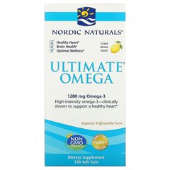 Риб'ячий жир, Ultimate Omega, Nordic Naturals, зі смаком лимона, 1280 мг, 120 капсул - фото