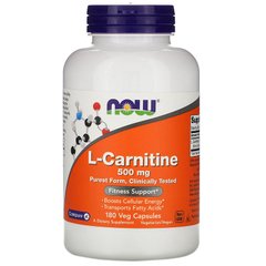 Карнитин тартрат, L-Carnitine, Now Foods, 500 мг, 180 капсул - фото