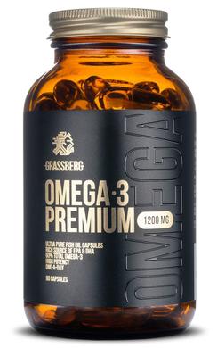Омега-3, Omega-3 Premium, Grassberg, 1200 мг, 90 капсул - фото