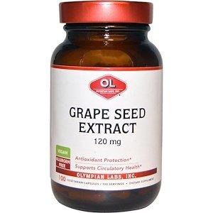 Экстракт виноградных косточек, Grape Seed Extract, Olympian Labs Inc., 120 мг, 100 капсул - фото