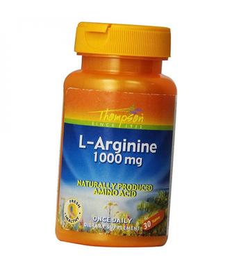 L-Аргінін, L-Arginine, Thompson, 1000 мг, 30 таблеток - фото
