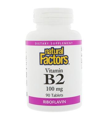 Витамин В2, Рибофлавин, Natural Factors, 100 мг, 90 таблеток - фото