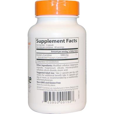 Ацетил карнітин, Acetyl-L-Carnitin, Doctor's Best, 500 мг, 120 капсул - фото